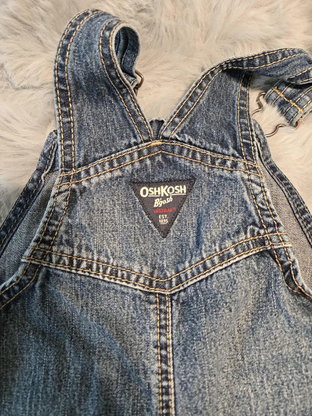 OshKosh B'gosh Big Logo Embroidered Denim Overalls 24M Graphic